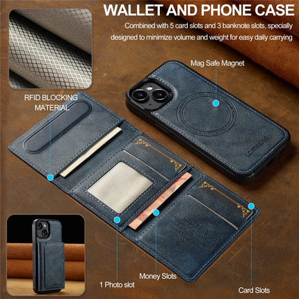 LC.IMEEKE L5 For iPhone 14 Magnetic Phone Case Leather Back Cover with Detachable Card Holder