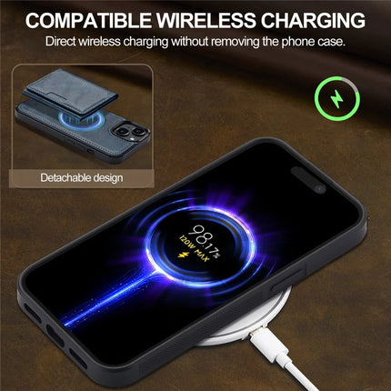 LC.IMEEKE L5 For iPhone 14 Magnetic Phone Case Leather Back Cover with Detachable Card Holder
