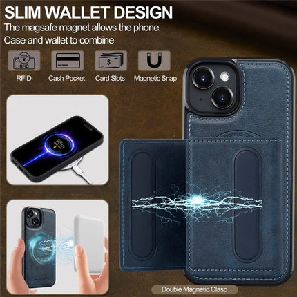 LC.IMEEKE L5 For iPhone 14 Magnetic Phone Case Leather Back Cover with Detachable Card Holder