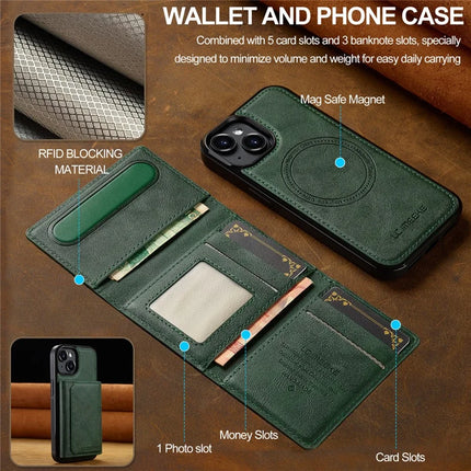 LC.IMEEKE L5 For iPhone 14 Magnetic Phone Case Leather Back Cover with Detachable Card Holder