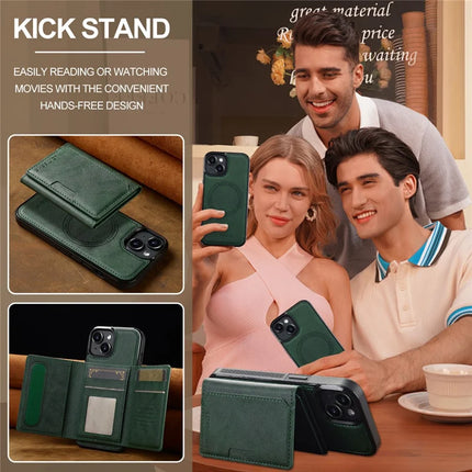 LC.IMEEKE L5 For iPhone 14 Magnetic Phone Case Leather Back Cover with Detachable Card Holder