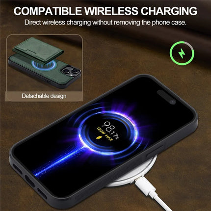 LC.IMEEKE L5 For iPhone 14 Magnetic Phone Case Leather Back Cover with Detachable Card Holder