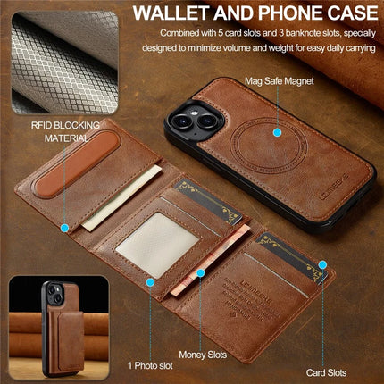LC.IMEEKE L5 For iPhone 14 Magnetic Phone Case Leather Back Cover with Detachable Card Holder