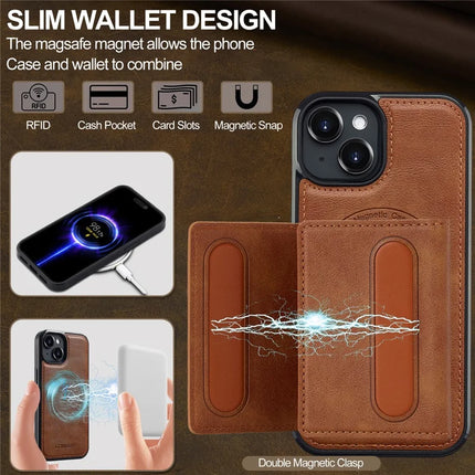 LC.IMEEKE L5 For iPhone 14 Magnetic Phone Case Leather Back Cover with Detachable Card Holder