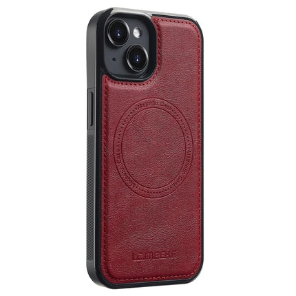 LC.IMEEKE For iPhone 14 Magnetic Case Compatible with MagSafe Leather+TPU Back Cover