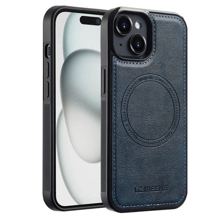 LC.IMEEKE For iPhone 14 Magnetic Case Compatible with MagSafe Leather+TPU Back Cover - Blue