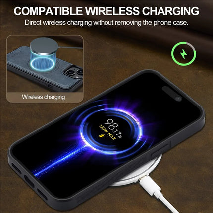 LC.IMEEKE For iPhone 14 Magnetic Case Compatible with MagSafe Leather+TPU Back Cover