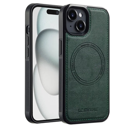 LC.IMEEKE For iPhone 14 Magnetic Case Compatible with MagSafe Leather+TPU Back Cover - Green