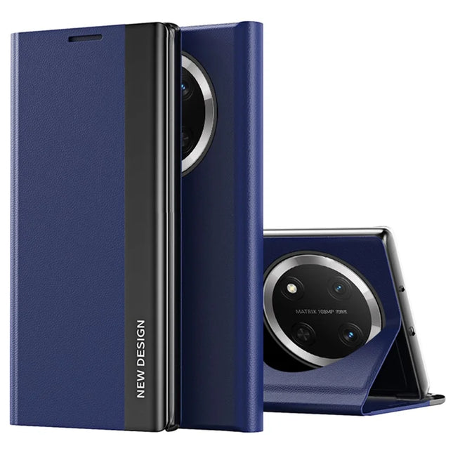 For Honor Magic7 Lite 5G / X9c 5G / X60 Pro 5G Case Anti-Drop Leather Phone Cover with Stand - Sapphire