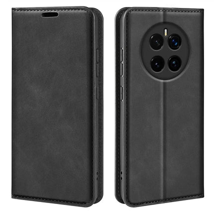 For Honor Magic7 5G Case Skin-Touch Leather Wallet Phone Cover - Black