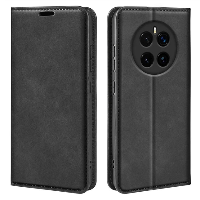 For Honor Magic7 5G Case Skin-Touch Leather Wallet Phone Cover - Black