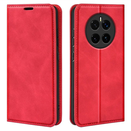 For Honor Magic7 5G Case Skin-Touch Leather Wallet Phone Cover - Red