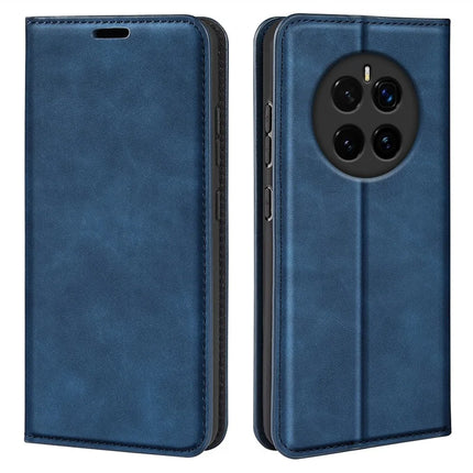 For Honor Magic7 5G Case Skin-Touch Leather Wallet Phone Cover - Blue