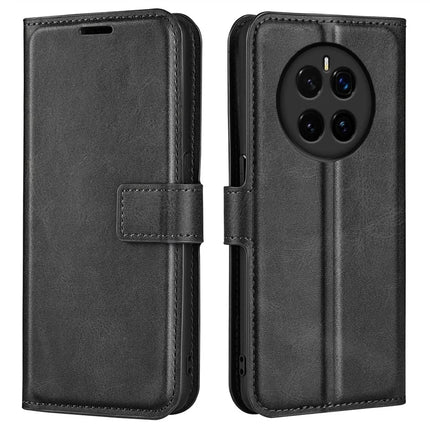 For Honor Magic7 5G Stand Case Anti-Scratch Calf Texture Leather Phone Cover - Black