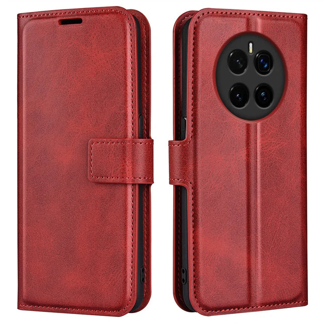 For Honor Magic7 5G Stand Case Anti-Scratch Calf Texture Leather Phone Cover - Red