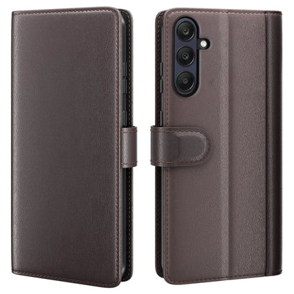 For Samsung Galaxy A26 5G Case Genuine Split Leather Phone Cover Wallet Card Slot - Brown