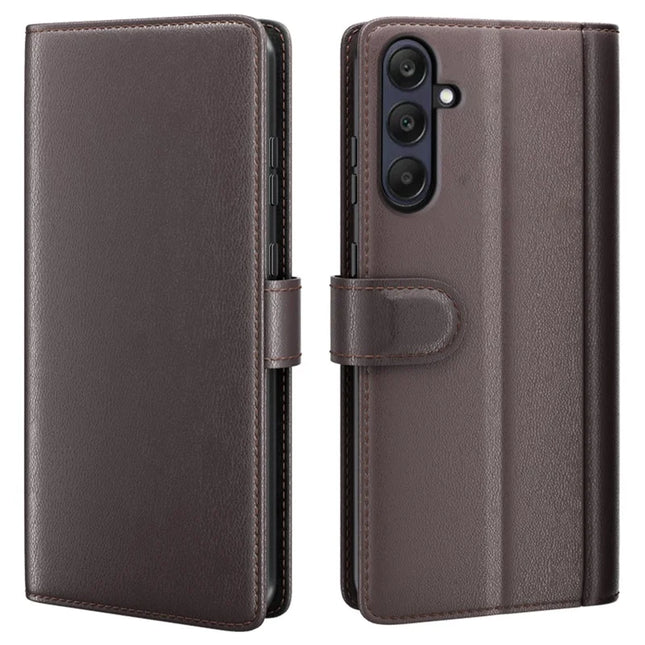 For Samsung Galaxy A26 5G Case Genuine Split Leather Phone Cover Wallet Card Slot - Brown