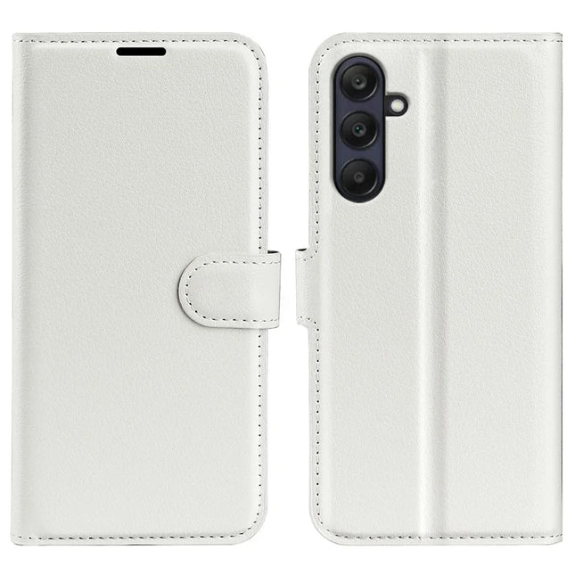 For Samsung Galaxy A26 5G Case Litchi Texture Shockproof Leather Wallet Phone Cover - White