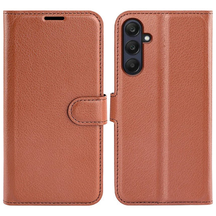 For Samsung Galaxy A26 5G Case Litchi Texture Shockproof Leather Wallet Phone Cover - Brown