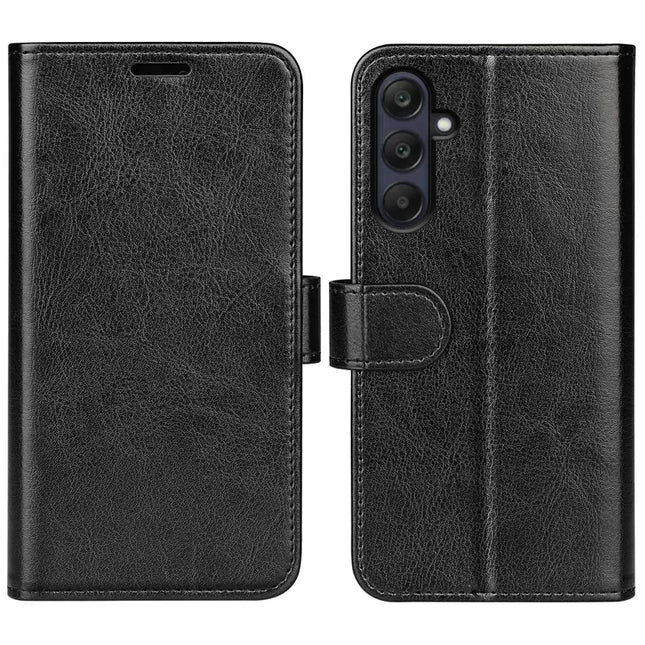 For Samsung Galaxy A26 5G Wallet Case Crazy Horse Texture Stand Leather Phone Cover - Black