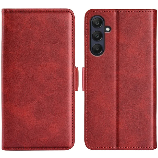 For Samsung Galaxy A26 5G Stand Case Calf Texture Leather Wallet Phone Cover - Red