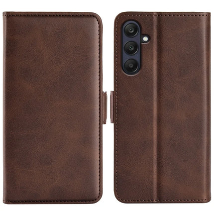 For Samsung Galaxy A26 5G Stand Case Calf Texture Leather Wallet Phone Cover - Brown