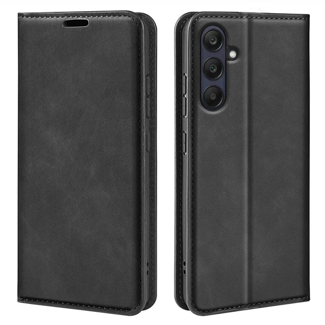 For Samsung Galaxy A26 5G Case Skin-Touch Leather Wallet Phone Cover - Black
