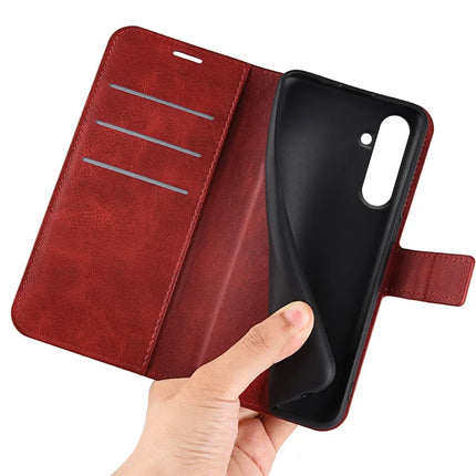 For Samsung Galaxy A26 5G Stand Case Anti-Scratch Calf Texture Leather Phone Cover