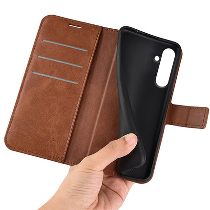 For Samsung Galaxy A26 5G Stand Case Anti-Scratch Calf Texture Leather Phone Cover