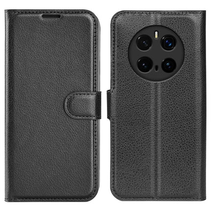 For Honor Magic7 Pro 5G Case Litchi Texture Shockproof Leather Wallet Phone Cover - Black