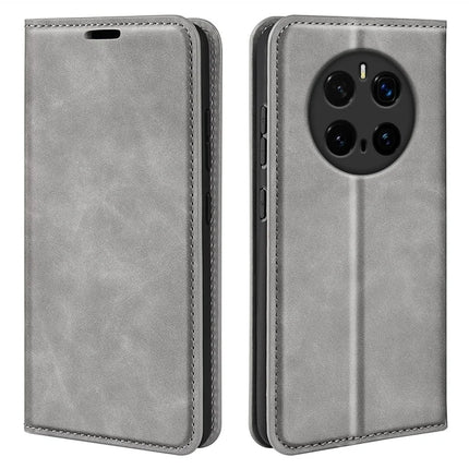 For Honor Magic7 Pro 5G Case Skin-Touch Leather Wallet Phone Cover - Grey