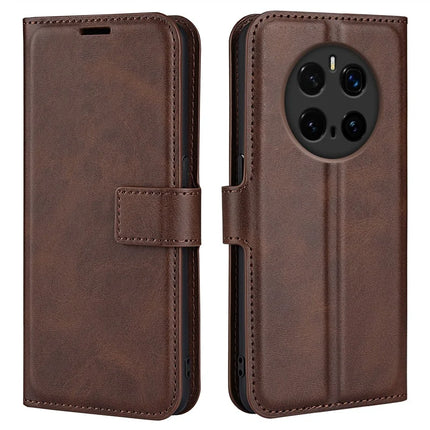 For Honor Magic7 Pro 5G Stand Case Anti-Scratch Calf Texture Leather Phone Cover - Brown