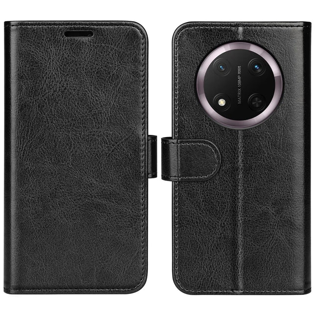 For Honor Magic7 Lite 5G / X9c 5G / X60 Pro 5G Wallet Case Crazy Horse Texture Stand Leather Phone Cover - Black