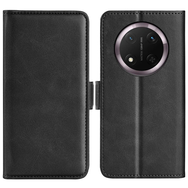 For Honor Magic7 Lite 5G / X9c 5G / X60 Pro 5G Stand Case Calf Texture Leather Wallet Phone Cover - Black