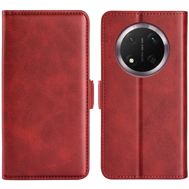 For Honor Magic7 Lite 5G / X9c 5G / X60 Pro 5G Stand Case Calf Texture Leather Wallet Phone Cover - Red