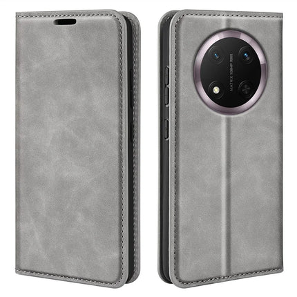 For Honor Magic7 Lite 5G / X9c 5G / X60 Pro 5G Case Skin-Touch Leather Wallet Phone Cover - Grey