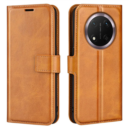 For Honor Magic7 Lite 5G / X9c 5G / X60 Pro 5G Stand Case Anti-Scratch Calf Texture Leather Phone Cover - Yellow