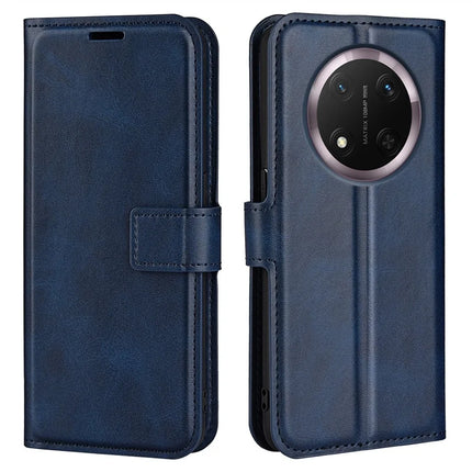 For Honor Magic7 Lite 5G / X9c 5G / X60 Pro 5G Stand Case Anti-Scratch Calf Texture Leather Phone Cover - Blue
