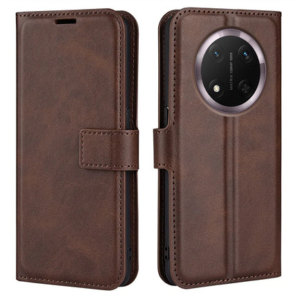 For Honor Magic7 Lite 5G / X9c 5G / X60 Pro 5G Stand Case Anti-Scratch Calf Texture Leather Phone Cover - Brown