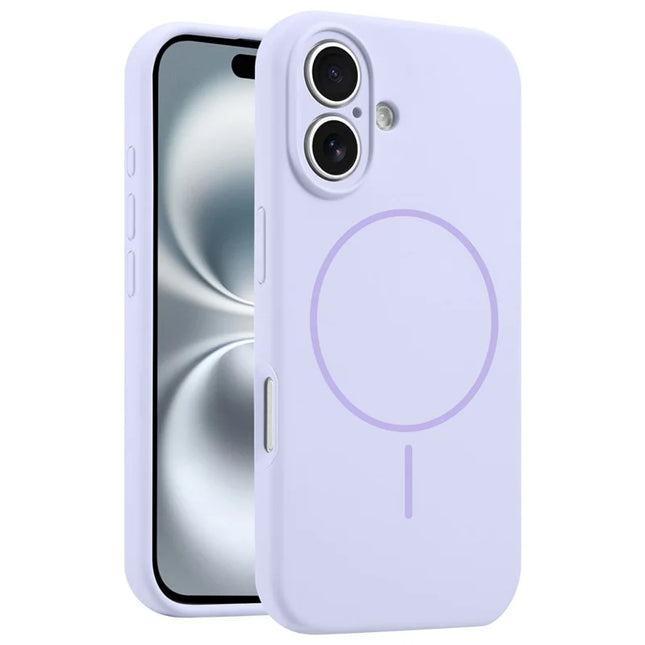 For iPhone 16 Case Compatible with MagSafe Silicone Shock Absorbing Phone Cover - Purple