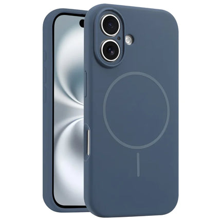 For iPhone 16 Case Compatible with MagSafe Silicone Shock Absorbing Phone Cover - Sapphire