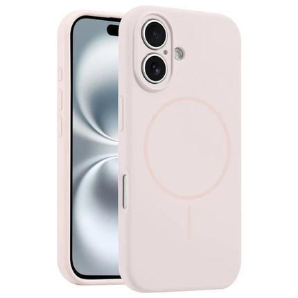For iPhone 16 Case Compatible with MagSafe Silicone Shock Absorbing Phone Cover - Pink White