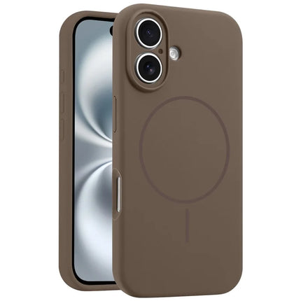 For iPhone 16 Case Compatible with MagSafe Silicone Shock Absorbing Phone Cover - Brown