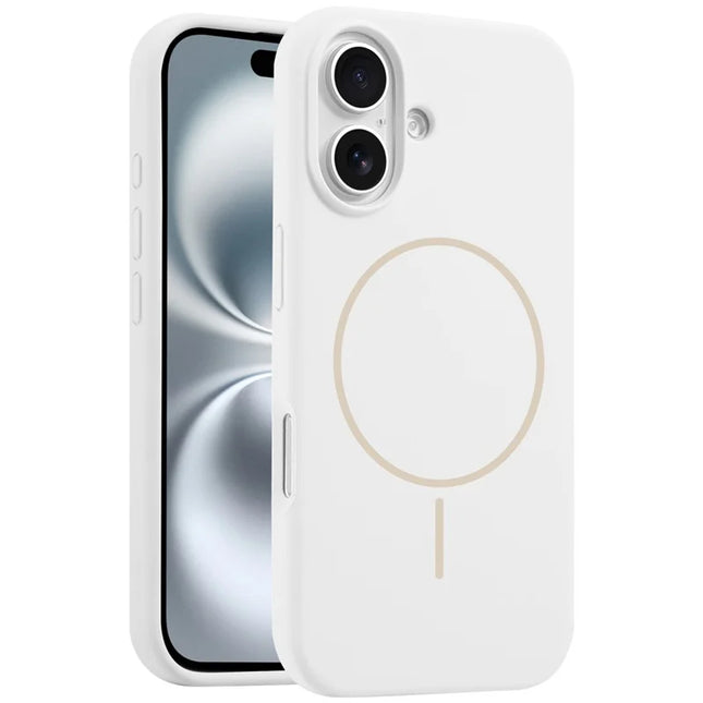 For iPhone 16 Case Compatible with MagSafe Soft Silicone Shockproof Phone Cover - White