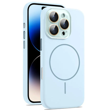 For iPhone 16 Pro Max Case Compatible with MagSafe Silicone Phone Cover with Camera Lens Full Protection - Blue