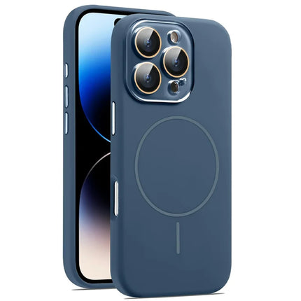 For iPhone 16 Pro Max Case Compatible with MagSafe Silicone Phone Cover with Camera Lens Full Protection - Sapphire