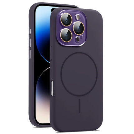 For iPhone 16 Pro Max Case Compatible with MagSafe Silicone Phone Cover with Camera Lens Full Protection - Dark Purple