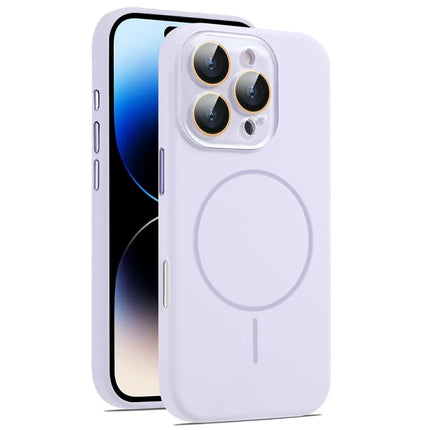 For iPhone 16 Pro Max Case Compatible with MagSafe Silicone Phone Cover with Camera Lens Full Protection - Lilac Purple