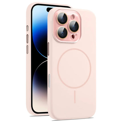 For iPhone 16 Pro Max Case Compatible with MagSafe Silicone Phone Cover with Camera Lens Full Protection - Pink