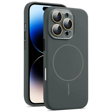 For iPhone 16 Pro Max Case Compatible with MagSafe Silicone Phone Cover with Camera Lens Full Protection - Dark Grey